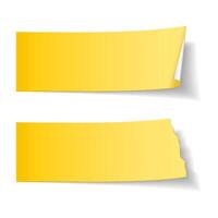 Sticky paper with curl and ripped sticky paper on white background vector