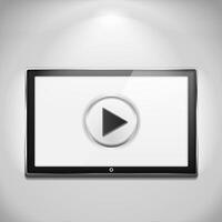 LCD TV on the wall with play button vector