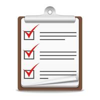 Clipboard with check list on white background vector