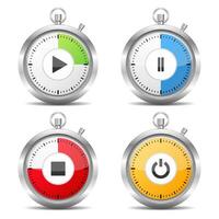 Stopwatch with play, pause and stop buttons vector