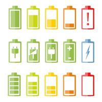 Battery icons set on white background, flat design vector