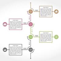 Timeline infographics design template with four parts vector
