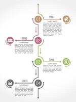 Timeline infographics design template with place for numbers, dates, icons and text vector
