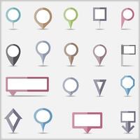Collection of flat colored map markers vector