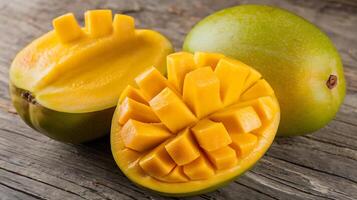 A mango cut in half photo