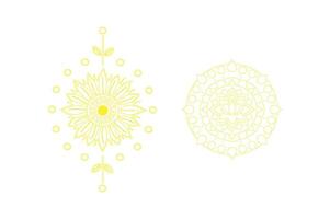 A yellow flower design with a circle in the center vector