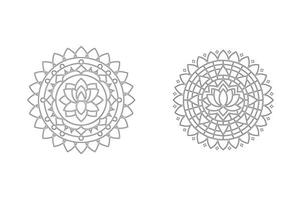 Two mandalas are shown in a line drawing vector