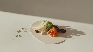 A plate with vegetables and a knife on it photo