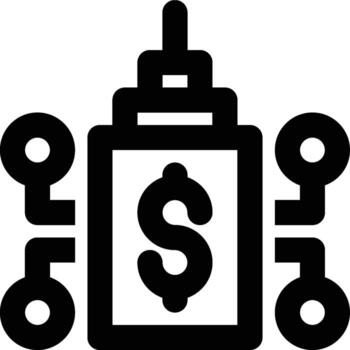 empresa central componente, erp sistema contorno icono vector