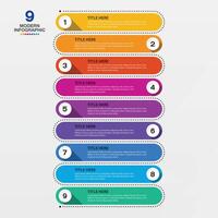 Infographic 9 step, nine color. vector