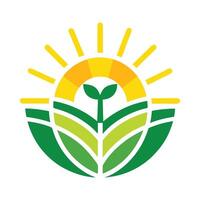 logo minimalist sun and plant vector