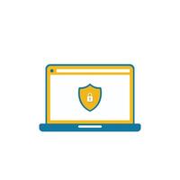 Digital Security Icon Showing a Shield Symbol on a Laptop Screen vector