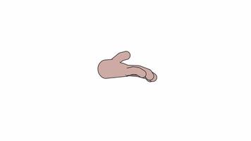 Black hand displeasure gesture 2D animation. Expressing doubts with body language cartoon flat 4K , alpha channel. Emoji showing non verbal signs animated arm isolated on white background video