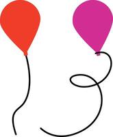 Two balloons with one red and one pink vector
