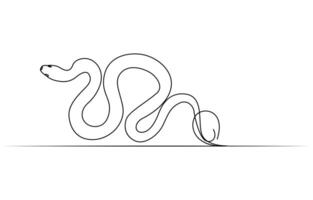 Snake in one line art draw vector
