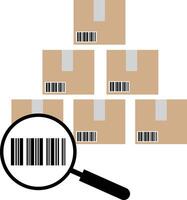 Cargo scanning icon. Inventory control sign. Checking boxes symbol. Warehouse worker scanning barcodes on boxes. flat style. vector