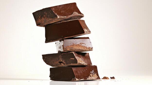 A stack of chocolate bars on a white background photo