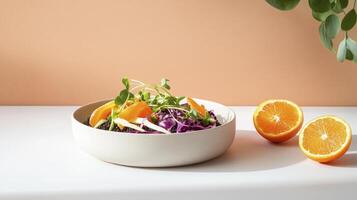 A bowl of salad with oranges and greens photo