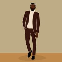 Black businessman in elegant line art style vector