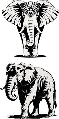 Elephant outline Illustrations Clipart