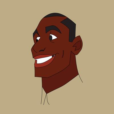 Happy black man in elegant line art style abstract
