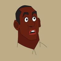 Shocked black man in elegant line art style abstract vector
