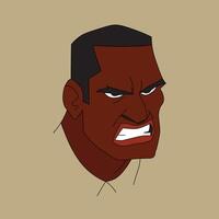 Angry black man in elegant line art style abstract vector
