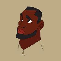 Modern black man thinking in line art style abstract vector