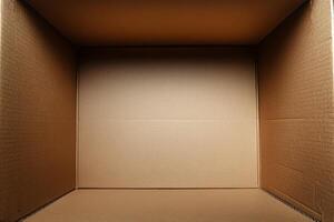 Top view of an open empty cardboard box photo
