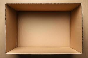 Top view of empty cardboard box photo