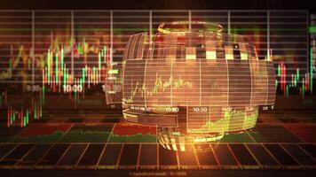 Movement of stock exchange data in a stream. video