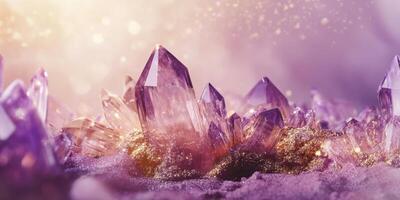 Close up of glowing purple crystals photo