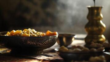 Warm composition of traditional Iftar food photo