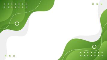 Abstract green fluid wave background with geometric shapes vector