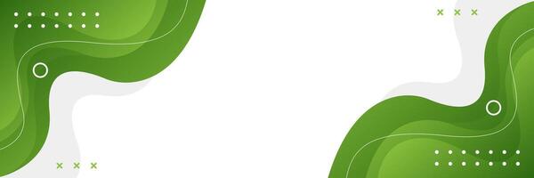 Abstract green geometric banner background with wave shapes vector