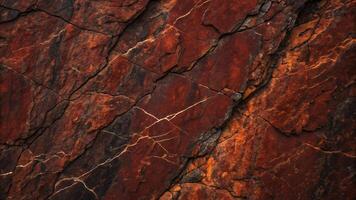 Dark Red Orange Brown Rock Texture with Cracks Rough Mountain Surface. photo