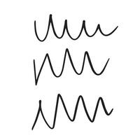black set of curl handdrawn vector