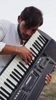 Keyboard Player Standing In Nature With Olive Trees In Calabria video