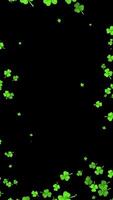Clovers Frame With Copy Space For St Patrick Day On Black Background video