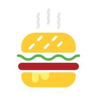 Burger sign icon in flat style. Hamburger colorful on white isolated background vector