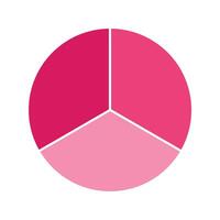 Pink pie chart with 3 parts chart, 3 circle section for business presentation concept. Overall for marketing and education goal . vector