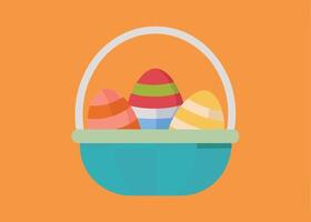 Easter basket brimming with vibrantly painted holiday eggs vector