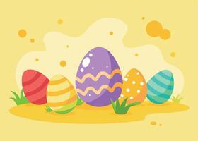 Fun-filled Easter egg hunt scene with hidden colorful surprises vector