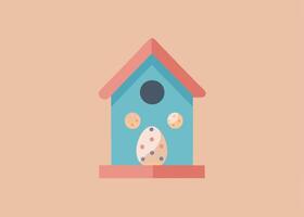 Miniature pastel birdhouse with tiny eggs inside vector