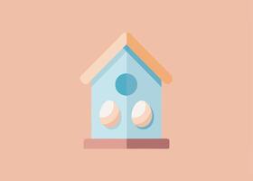 Tiny birdhouse with pastel Easter eggs inside vector