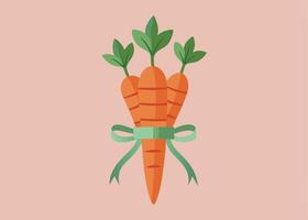 Carrot bunch tied with ribbon on soft background vector