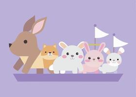 Baby animals in Easter parade with charming festive decorations vector