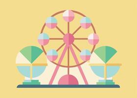 Pastel-colored Ferris wheel with Easter egg-shaped cabins vector