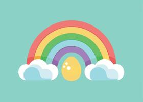 Easter rainbow with floating eggs for spring celebrations vector