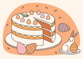 Homemade carrot cake with creamy frosting for Easter celebration vector